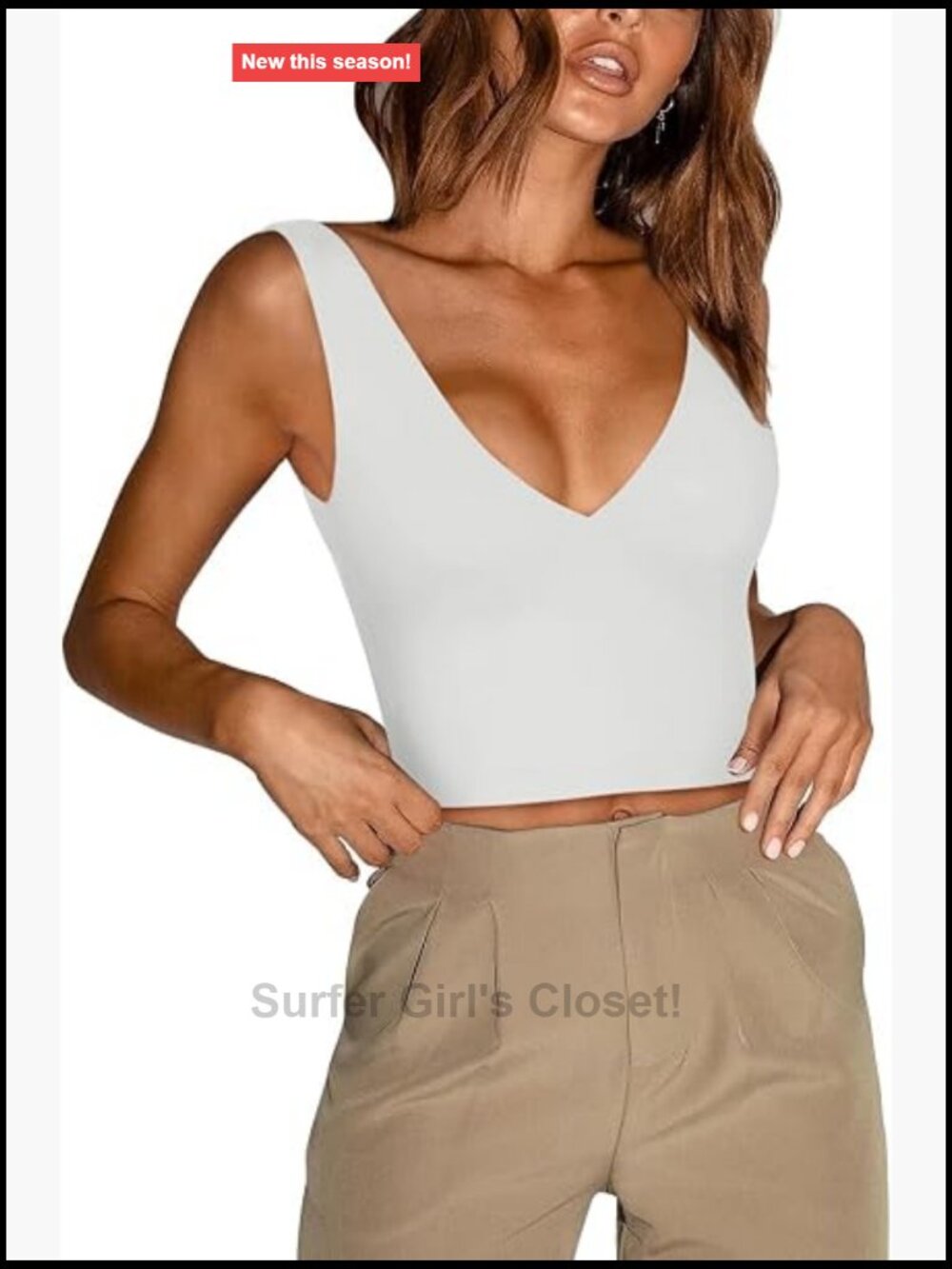 Women's Plunge Deep V Neck Backless Crop Tank Top - Buttery Smooth Sleeveless